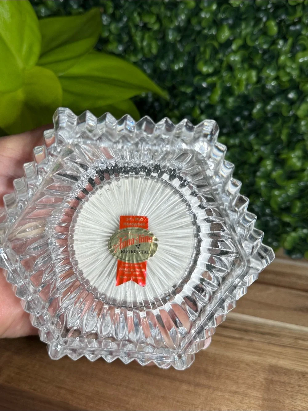 VTG ANNA HUTTE BLEIKRISTALL (Paul Sebastian)Lead Crystal Quartz Clock 4.5” Germ